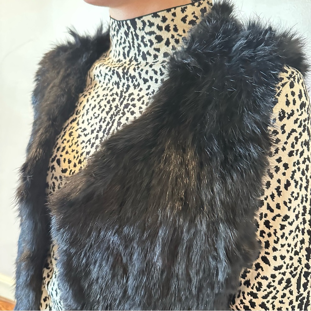 525 AMERICA LUXE Black Rabbit Fur Vest🌸
